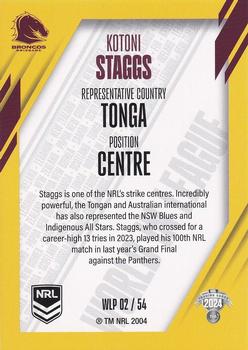 2024 NRL Traders Titanium - World In League Parallel #WLP02 Kotoni Staggs Back